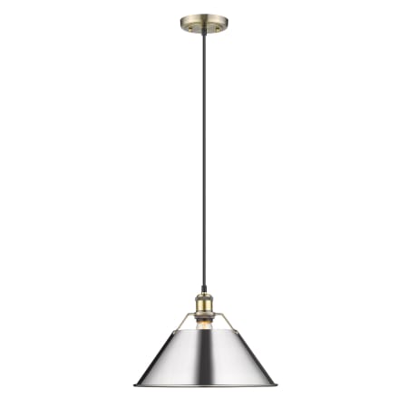 Golden Lighting Orwell 14" Wide Pendant Aged Brass / Chrome