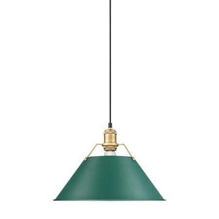 Golden Lighting Orwell 14" Wide Pendant Brushed Champagne Bronze / Pine Green Shades