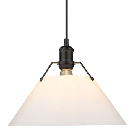 Golden Lighting Orwell 14" Wide Pendant with Opal Glass Shade Matte Black