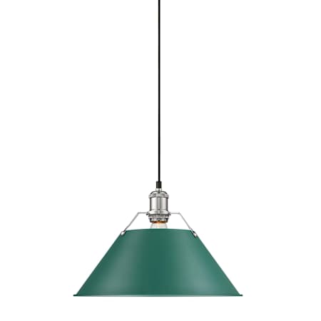 Golden Lighting Orwell 14" Wide Pendant Chrome / Pine Green Shades