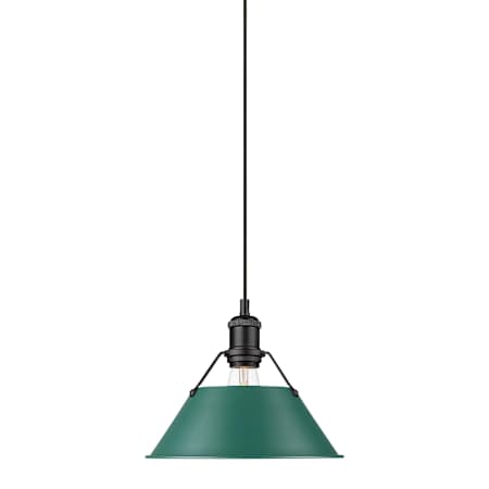 Golden Lighting Orwell 10" Wide Mini Pendant Matte Black / Pine Green Shades