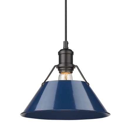 Golden Lighting Orwell 10" Wide Mini Pendant Matte Black / Matte Navy