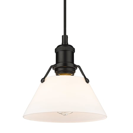 Golden Lighting Orwell 8" Wide Mini Pendant with a Frosted Glass Shade Matte Black