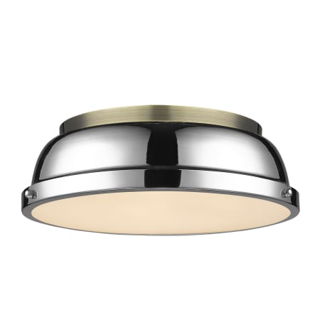 Golden Lighting Duncan 14" Wide Flush Mount Ceiling Fixture Aged Brass / Chrome