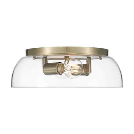 Golden Lighting Duncan 2 Light 14" Wide Flush Mount Ceiling Fixture Aged Brass / Clear