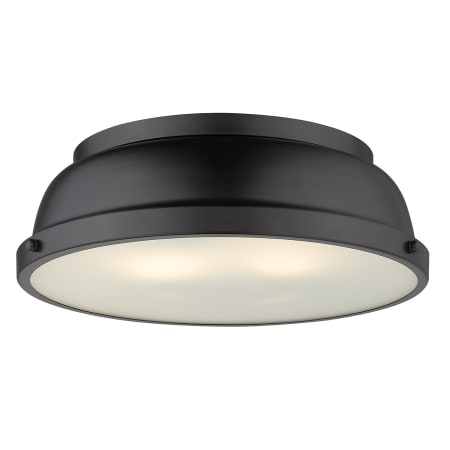 Golden Lighting Duncan 2 Light 14" Wide Flush Mount Ceiling Fixture Black / Matte Black