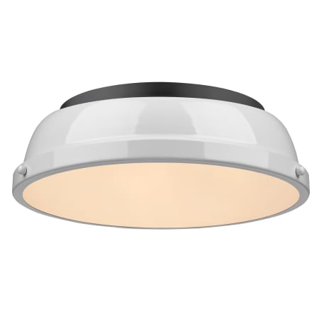 Golden Lighting Duncan 2 Light 14" Wide Flush Mount Ceiling Fixture Black / White