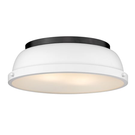 Golden Lighting Duncan 14" Wide Flush Mount Ceiling Fixture Matte Black / Matte White