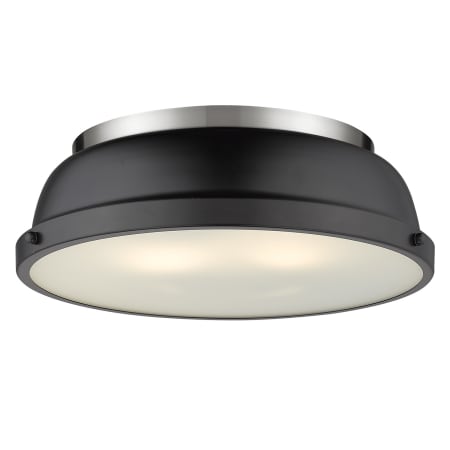 Golden Lighting Duncan 2 Light 14" Wide Flush Mount Ceiling Fixture Pewter / Matte Black