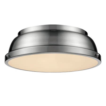 Golden Lighting Duncan 14" Wide Flush Mount Ceiling Fixture Pewter / Pewter