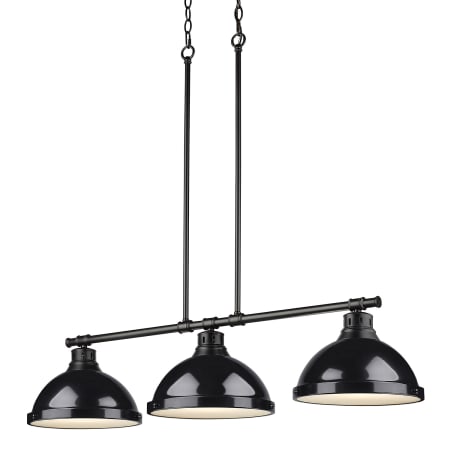 Golden Lighting Duncan 3 Light 40" Wide Linear Pendant Black / Black