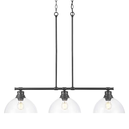 Golden Lighting Duncan 3 Light 40" Wide Linear Pendant Matte Black / Clear