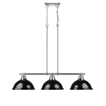 Golden Lighting Duncan 3 Light 40" Wide Linear Pendant Chrome / Black