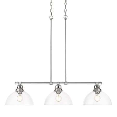 Golden Lighting Duncan 3 Light 40" Wide Linear Pendant Chrome / Clear