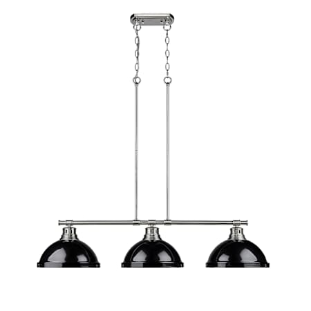 Golden Lighting Duncan 3 Light 40" Wide Linear Pendant Pewter / Black