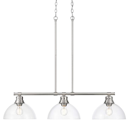 Golden Lighting Duncan 3 Light 40" Wide Linear Pendant Pewter / Clear