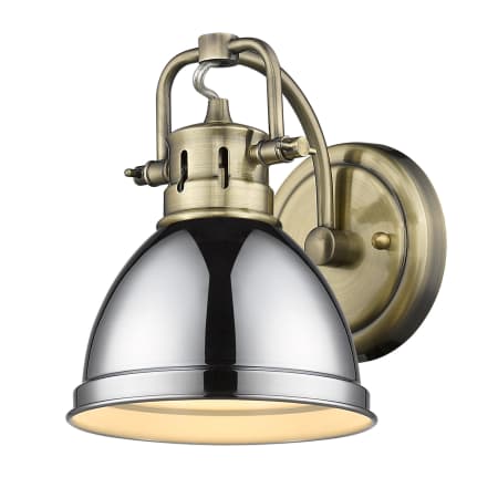 Golden Lighting Duncan 9" Tall Bathroom Sconce Aged Brass / Chrome