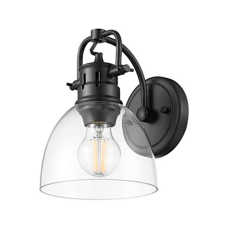 Golden Lighting Duncan 9" Tall Bathroom Sconce Matte Black / Clear