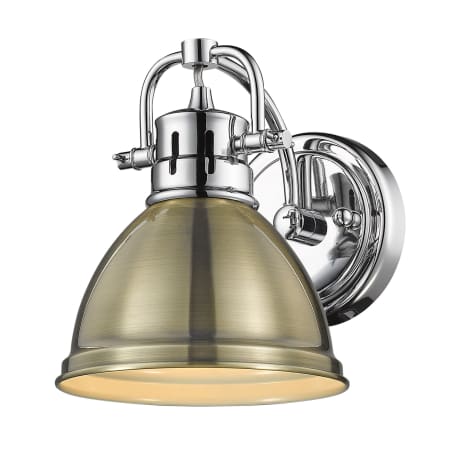 Golden Lighting Duncan 9" Tall Bathroom Sconce Chrome / Aged Brass