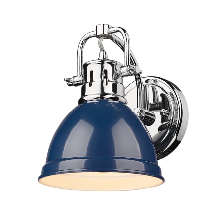 Golden Lighting Duncan 9" Tall Bathroom Sconce Chrome / Navy Blue