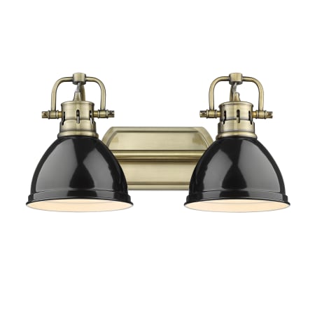 Golden Lighting Duncan 2 Light 17" Wide Bathroom Vanity Light - Aged Brass Finish Aged Brass / Black