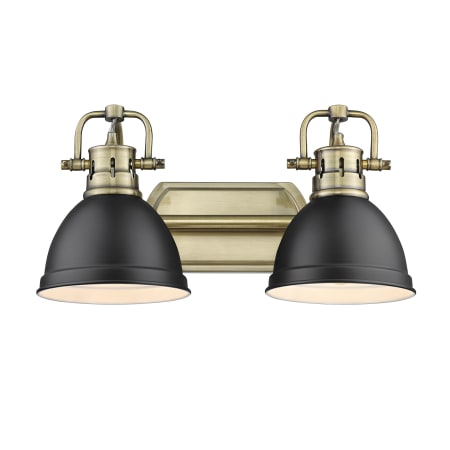 Golden Lighting Duncan 2 Light 17" Wide Bathroom Vanity Light - Aged Brass Finish Aged Brass / Matte Black