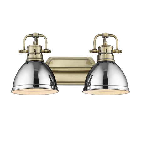 Golden Lighting Duncan 2 Light 17" Wide Bathroom Vanity Light - Aged Brass Finish Aged Brass / Chrome
