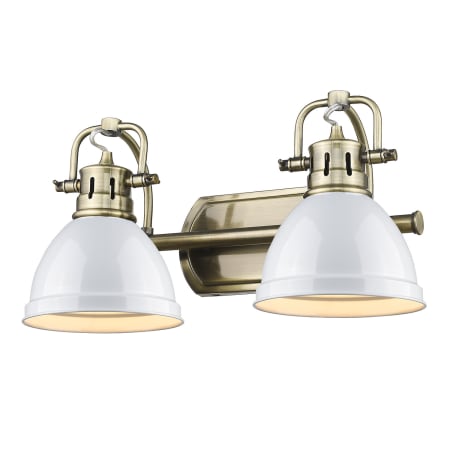 Golden Lighting Duncan 2 Light 17" Wide Bathroom Vanity Light - Aged Brass Finish Aged Brass / White