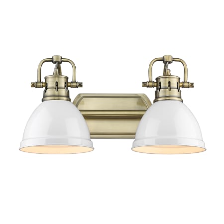 Golden Lighting Duncan 2 Light 17" Wide Bathroom Vanity Light - Aged Brass Finish Aged Brass / Matte White