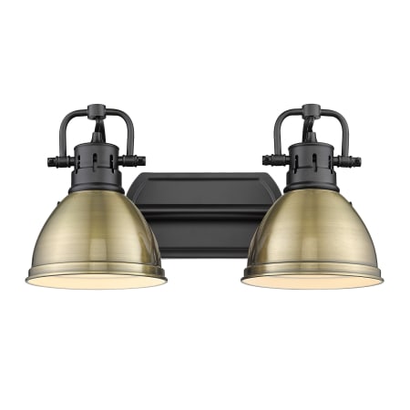 Golden Lighting Duncan 2 Light 17" Wide Bathroom Vanity Light Matte Black / Aged Brass