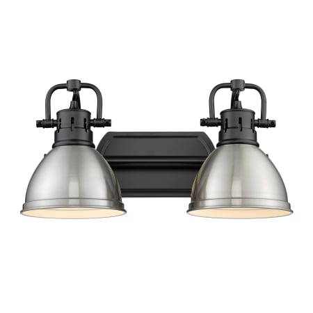 Golden Lighting Duncan 2 Light 17" Wide Bathroom Vanity Light Matte Black / Pewter