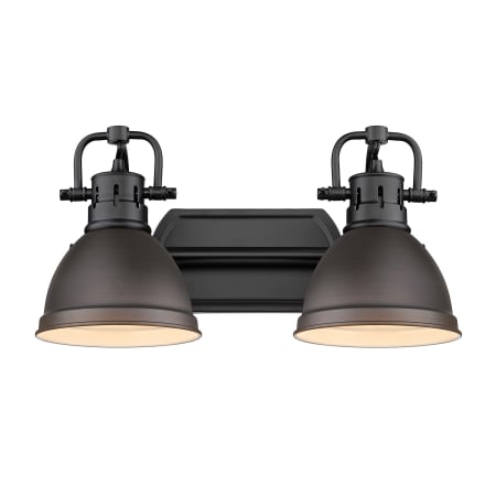 Golden Lighting Duncan 2 Light 17" Wide Bathroom Vanity Light Matte Black / Rubbed Bronze