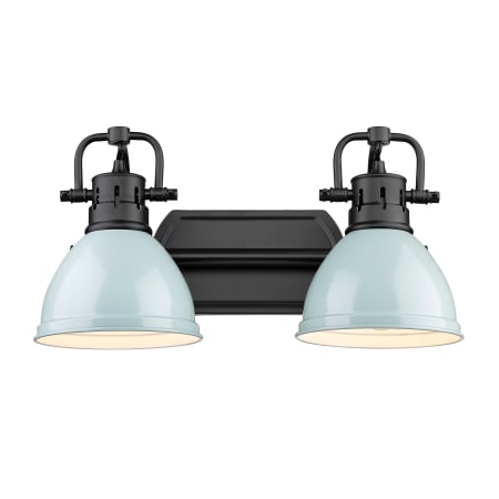 Golden Lighting Duncan 2 Light 17" Wide Bathroom Vanity Light Matte Black / Seafoam
