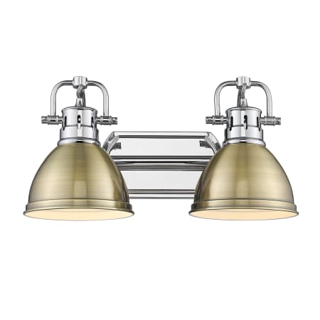 Golden Lighting Duncan 2 Light 17" Wide Bathroom Vanity Light in Chrome with Colorful Shades Chrome / Aged Brass