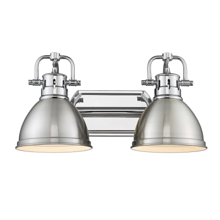 Golden Lighting Duncan 2 Light 17" Wide Bathroom Vanity Light in Chrome with Colorful Shades Chrome / Pewter