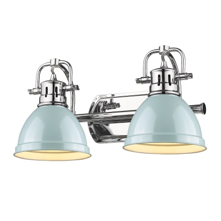 Golden Lighting Duncan 2 Light 17" Wide Bathroom Vanity Light in Chrome with Colorful Shades Chrome / Seafoam