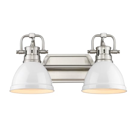 Golden Lighting Duncan 2 Light 17" Wide Bathroom Vanity Light in Pewter with Colorful Shades Pewter / White