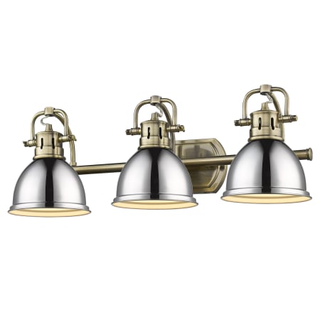 Golden Lighting Duncan 3 Light 25" Wide Bathroom Vanity Light Aged Brass / Chrome