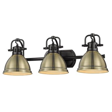 Golden Lighting Duncan 3 Light 25" Wide Bathroom Vanity Light Matte Black / Aged Brass