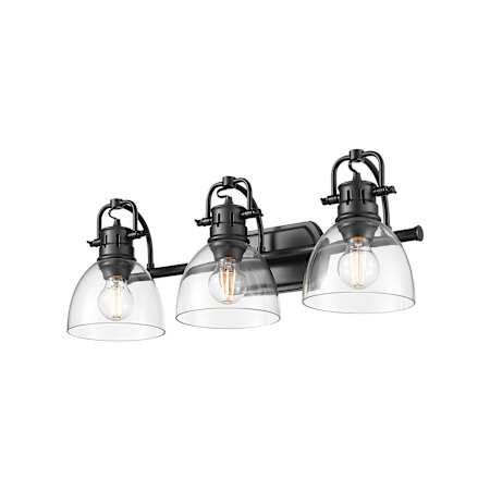 Golden Lighting Duncan 3 Light 25" Wide Vanity Light Matte Black / Clear
