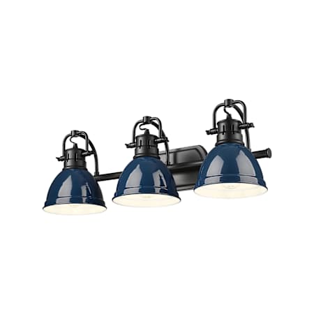 Golden Lighting Duncan 3 Light 25" Wide Vanity Light Matte Black / Matte Navy