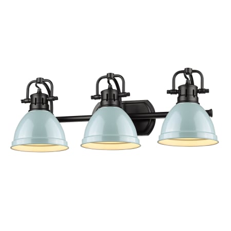 Golden Lighting Duncan 3 Light 25" Wide Vanity Light Black / Seafoam
