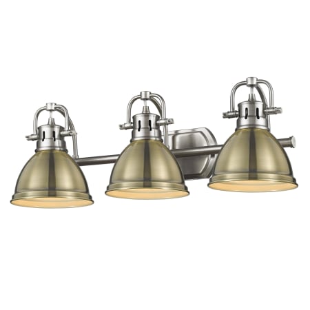 Golden Lighting Duncan 3 Light 25" Wide Bathroom Vanity Light Pewter / Aged Brass