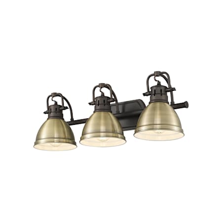 Golden Lighting Duncan 3 Light 25" Wide Vanity Light Rubbed Bronze / Aged Brass