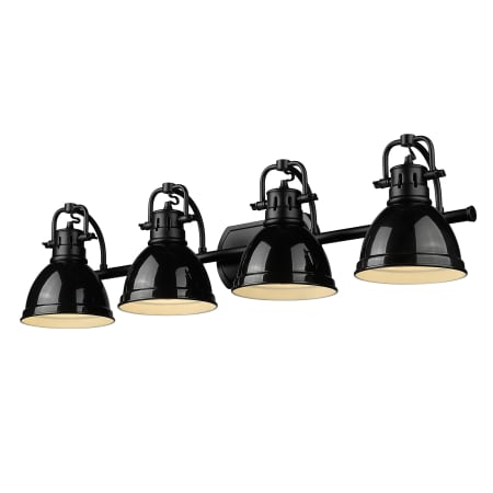 Golden Lighting Duncan 4 Light 34" Wide Vanity Light with Black Shades Matte Black
