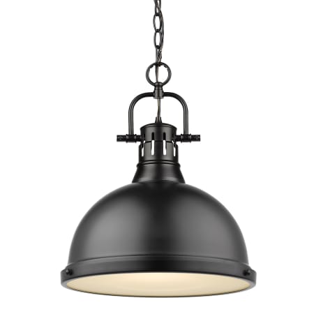 Golden Lighting Duncan Single Light 14" Wide Pendant Black / Matte Black