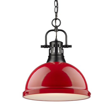 Golden Lighting Duncan Single Light 14" Wide Pendant Black / Red