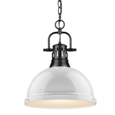 Golden Lighting Duncan Single Light 14" Wide Pendant Black / White