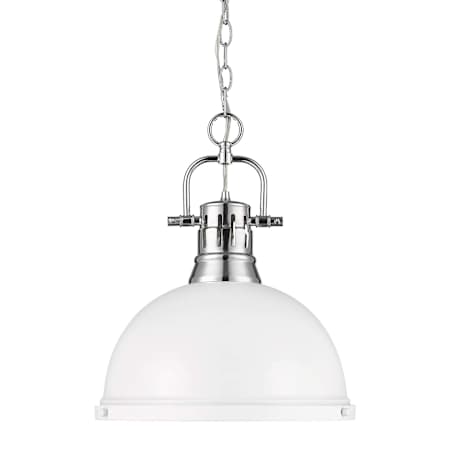 Golden Lighting Duncan 14" Wide Pendant Chrome / Matte White