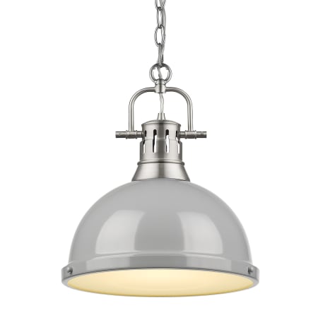 Golden Lighting Duncan Single Light 14" Wide Pendant Gray